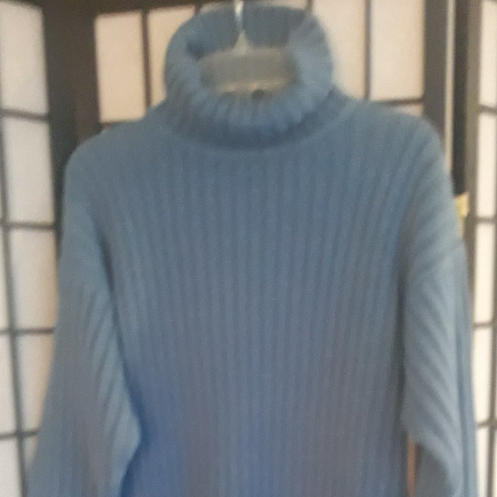 DENIM & CO, Light Blue, Womens Large Turtleneck Sweater, FINAL price.